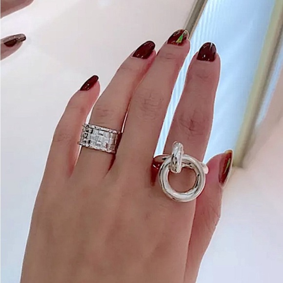 Ball Charm Sterling Silver Bangle Bracelet Ring Set - Picture 14 of 14